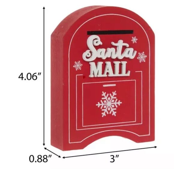 Red Santa Mail Holiday Decoration Santa Mail Mailbox Wood Decor - Picture 2 of 3
